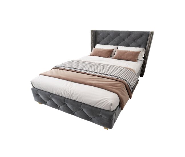 Cama individual de terciopelo 90x200cm,gris