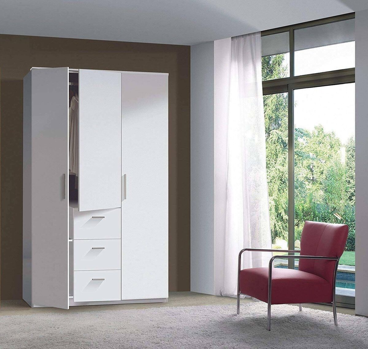 Armario 3 Puertas, 4 Estantes en Madera Nobilitada