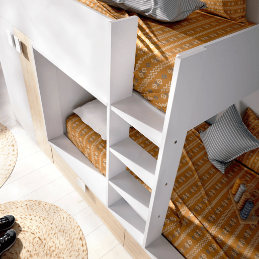 Composição de quarto com efeito madeira