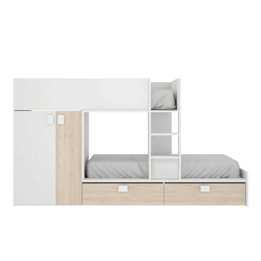 Composição de quarto com efeito madeira