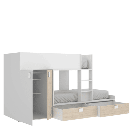 Composição de quarto com efeito madeira