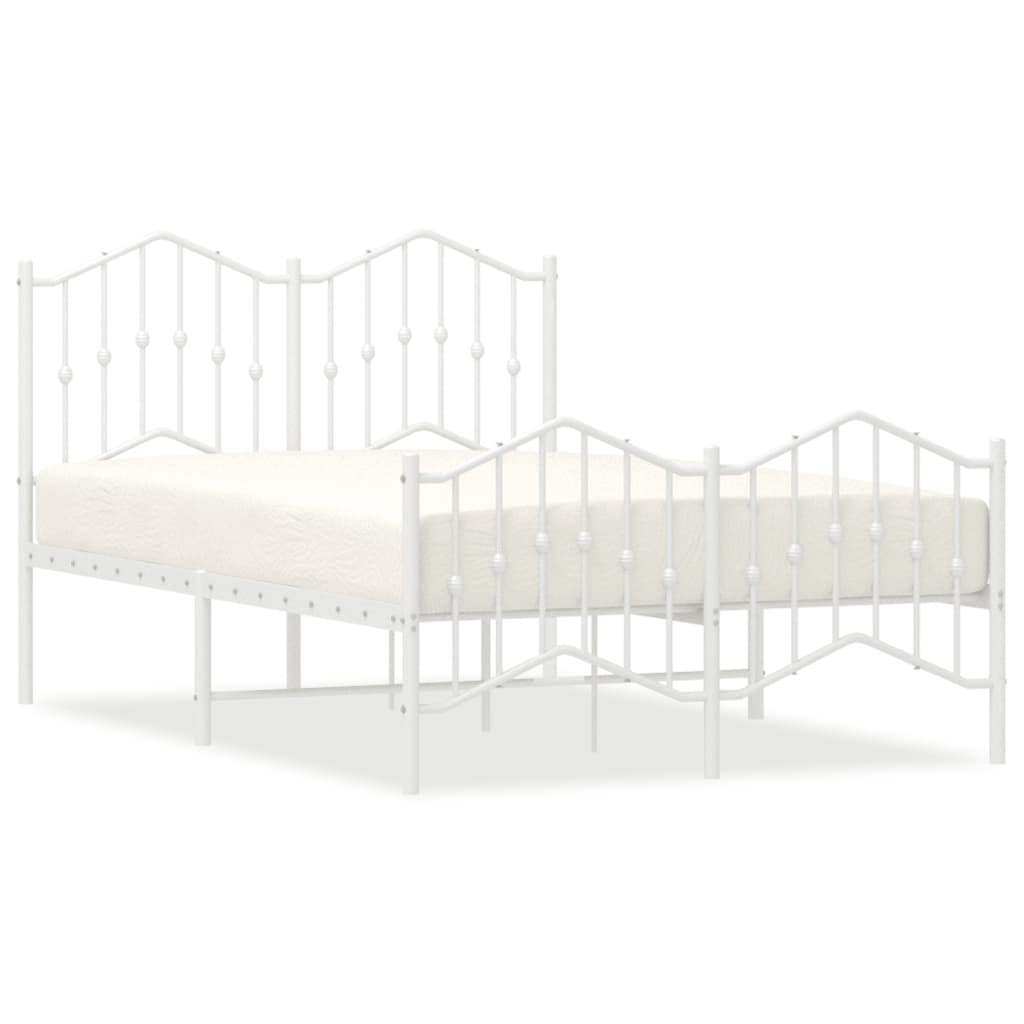 Estructura cama metal con cabecero y estribo blanco 120x190 cm con cabecero y pie de cama