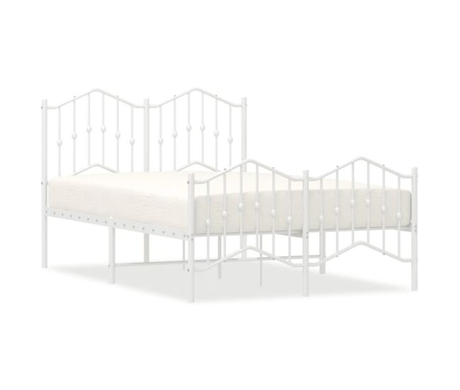 Estructura cama metal con cabecero y estribo blanco 120x190 cm con cabecero y pie de cama