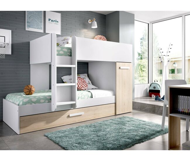 Composição de quarto com efeito madeira