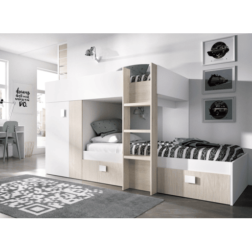 Composição de quarto com efeito madeira Composição de quarto com efeito madeira