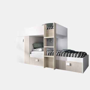 Composição de quarto com efeito madeira