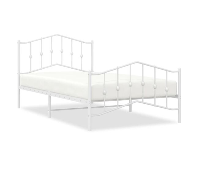 Estructura cama metal con cabecero y pie cama blanca 100x200 cm con cabecero y pie de cama