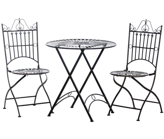 Juego de mesa y dos sillas tegal metal bronce 53x39x94 cm