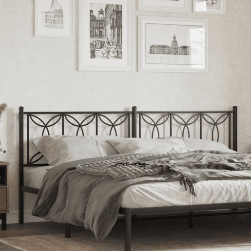 vidaXL Cabeceira de cama 193 cm metal preto