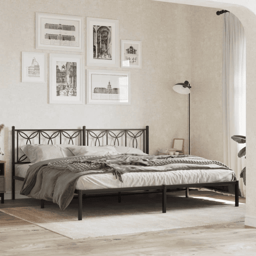 vidaXL Cabeceira de cama 193 cm metal preto