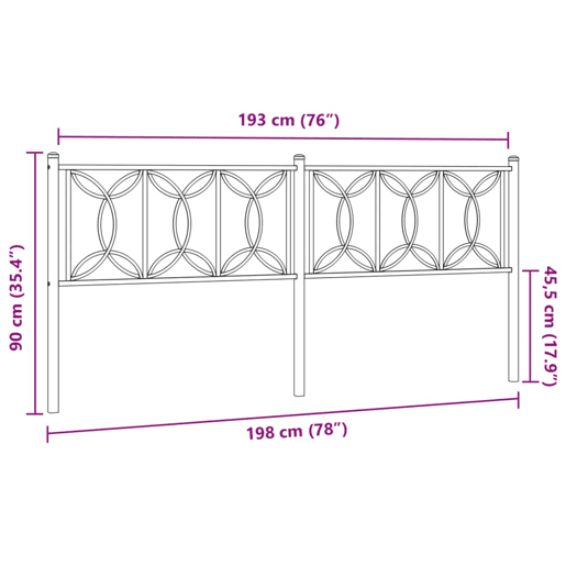 vidaXL Cabeceira de cama 193 cm metal preto
