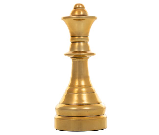 Reina de ajedrez de aluminio dorado 16 cm