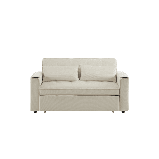 Sofá cama 2 lugares dobrável de veludo,bege