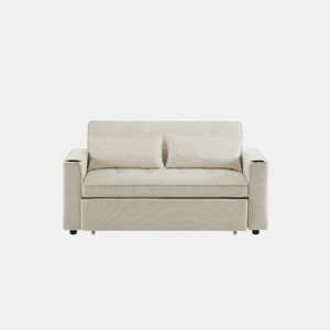 Sofá cama 2 lugares dobrável de veludo,bege