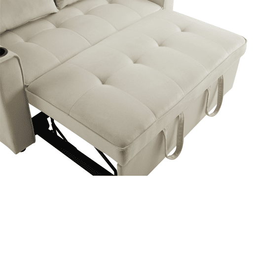 Sofá cama 2 lugares dobrável de veludo,bege