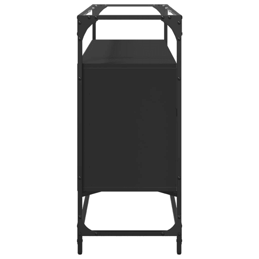 vidaXL Aparador c tampo de vidro 98x35x81 cm derivados madeira preto vidaXL Aparador c tampo de vidro 98x35x81 cm derivados madeira preto