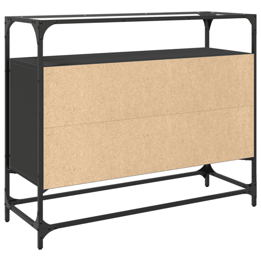 vidaXL Aparador c tampo de vidro 98x35x81 cm derivados madeira preto vidaXL Aparador c tampo de vidro 98x35x81 cm derivados madeira preto
