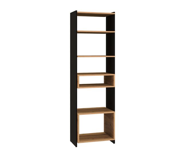 Librero columna 7 estantes tara madera y negro