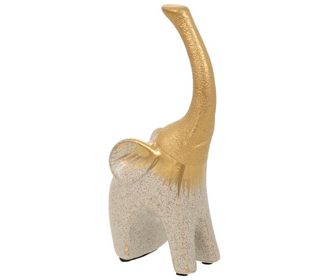 Elefante decoración de cerámica dorado 10x6,5x22