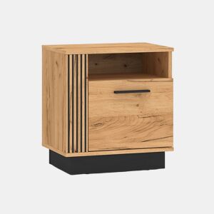 Mesa de cabeceira de 1 porta Solal em madeira e preto