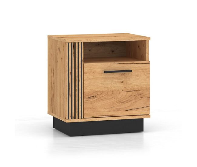Mesita de noche 1 puerta Solal Madera y Negro