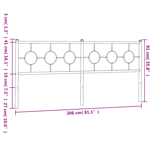 vidaXL Cabeceira de cama 200 cm metal preto vidaXL Cabeceira de cama 200 cm metal preto