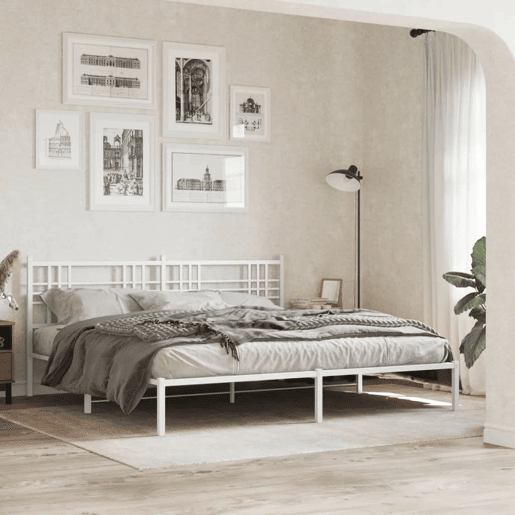 vidaXL Cabeceira de cama 200 cm metal branco vidaXL Cabeceira de cama 200 cm metal branco
