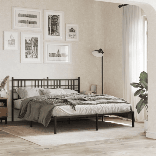 vidaXL Cabeceira de cama 160 cm metal preto vidaXL Cabeceira de cama 160 cm metal preto