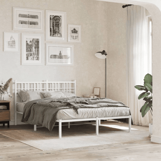 vidaXL Cabeceira de cama 120 cm metal branco vidaXL Cabeceira de cama 120 cm metal branco