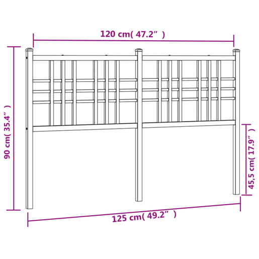 vidaXL Cabeceira de cama 120 cm metal branco vidaXL Cabeceira de cama 120 cm metal branco