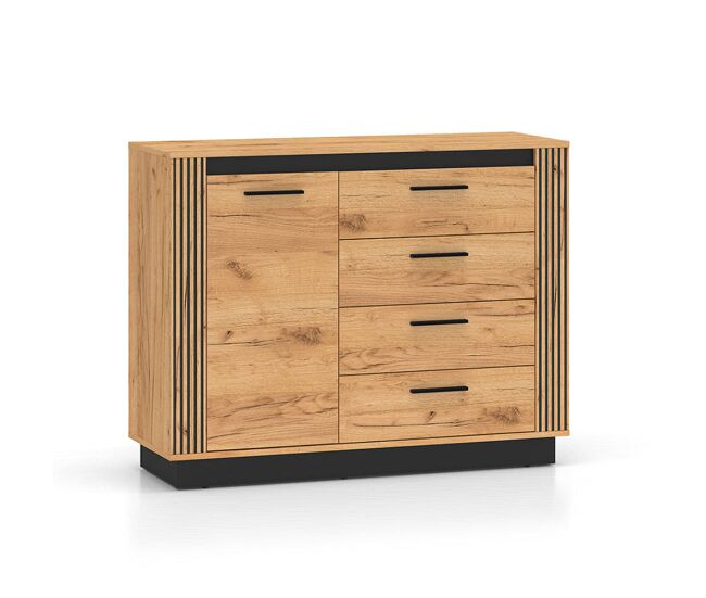 Bufé 1 puerta 4 cajones solal madera y negro
