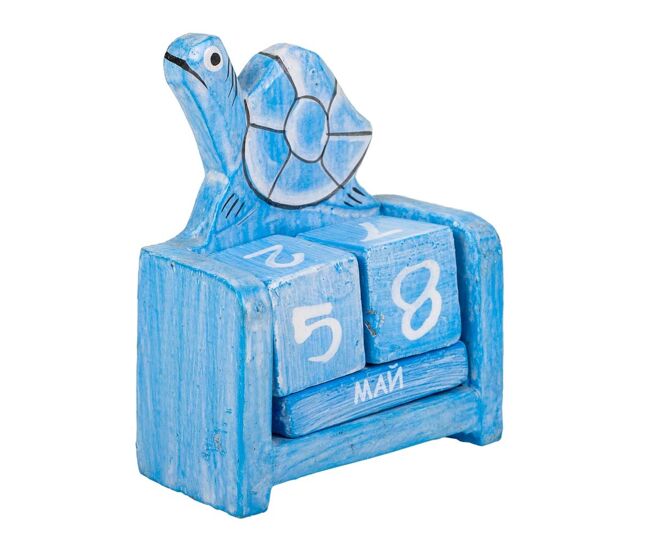 Calendario de madera azul 7x4x9
