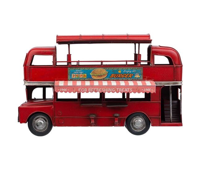 Autobus doble metal rojo 28x14x18.5h cm
