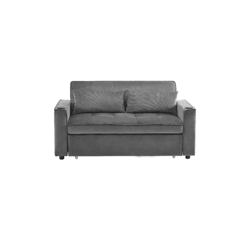 Sofá cama 2 lugares dobrável de veludo,cinzento