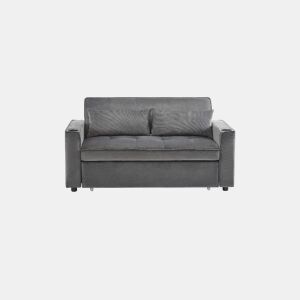 Sofá cama 2 lugares dobrável de veludo,cinzento