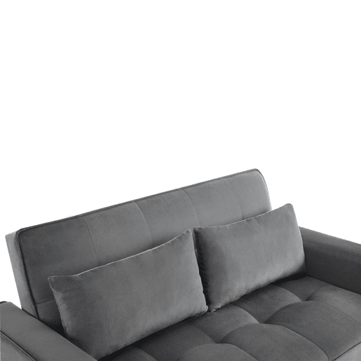 Sofá cama 2 lugares dobrável de veludo,cinzento