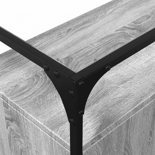 vidaXL Aparador c tampo de vidro derivados de madeira cinzento sonoma