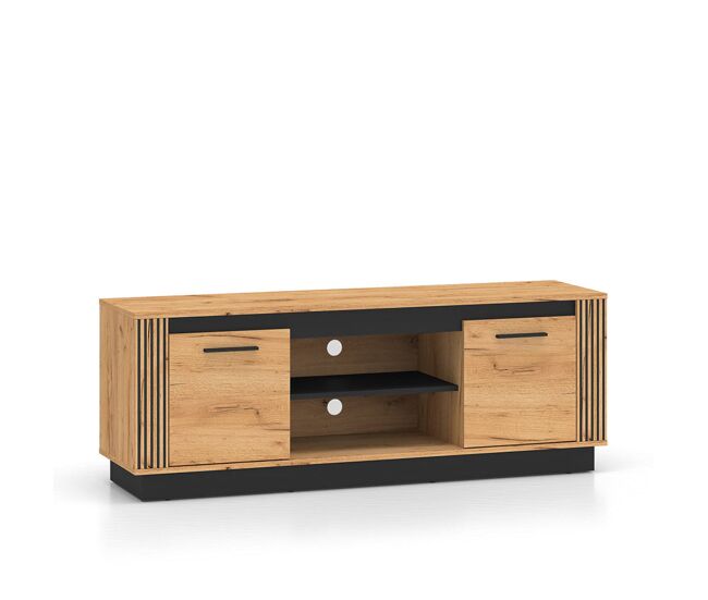 Mueble TV 2 puertas 150 cm Solal Madera y Negro