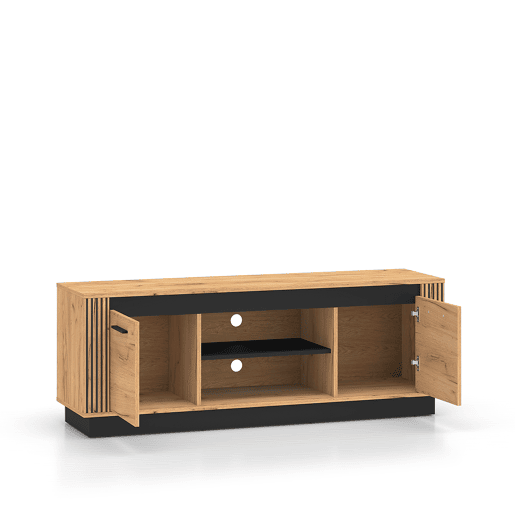 Suporte para TV 2 portas 150 cm Solal Madeira e Preto