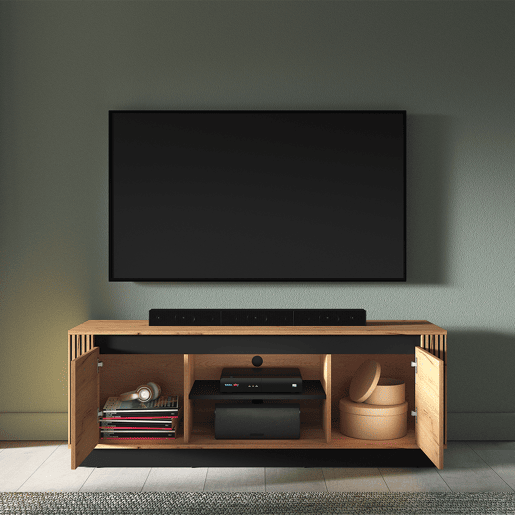 Suporte para TV 2 portas 150 cm Solal Madeira e Preto