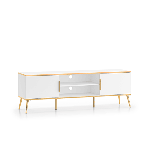 Suporte para televisor de 2 portas Zora 160 cm branco e dourado