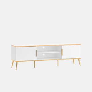 Suporte para televisor de 2 portas Zora 160 cm branco e dourado