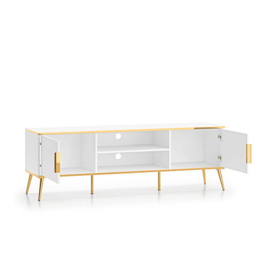 Suporte para televisor de 2 portas Zora 160 cm branco e dourado