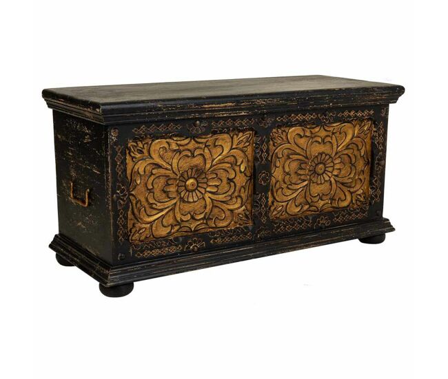 Baúl alexandra house living negro hierro madera de mango 40 x 47 x 101 cm