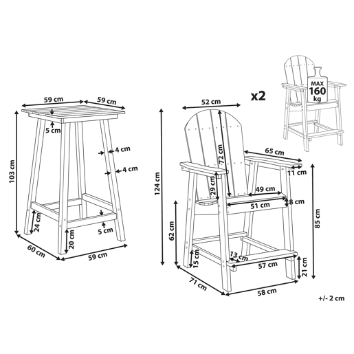 Beliani Conjunto bistrô ADIRONDACK Beliani Conjunto bistrô ADIRONDACK