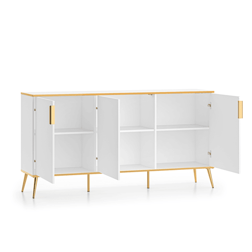 Aparador de 3 portas Zora branco e dourado