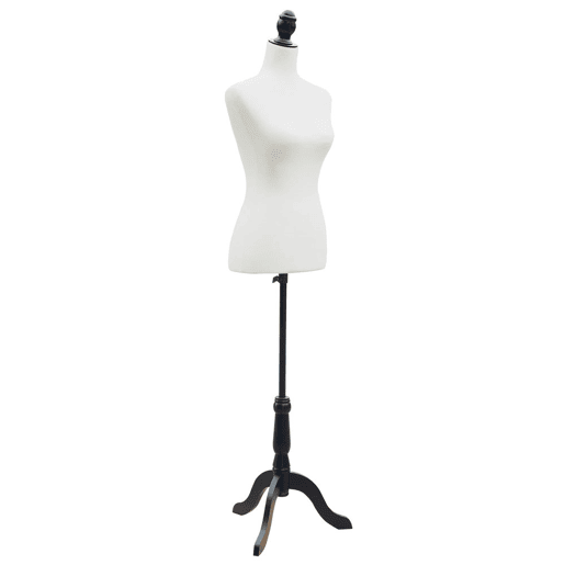HOMCOM Manequim de Costura Feminino Manequim de Costura Ajustável a 130-168 cm com Tripé de Madeira para Fotografia de Moda Exposição de Roupas Branco
