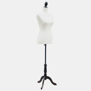 HOMCOM Manequim de Costura Feminino Manequim de Costura Ajustável a 130-168 cm com Tripé de Madeira para Fotografia de Moda Exposição de Roupas Branco