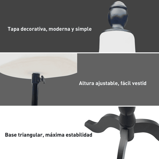 HOMCOM Manequim de Costura Feminino Manequim de Costura Ajustável a 130-168 cm com Tripé de Madeira para Fotografia de Moda Exposição de Roupas Branco