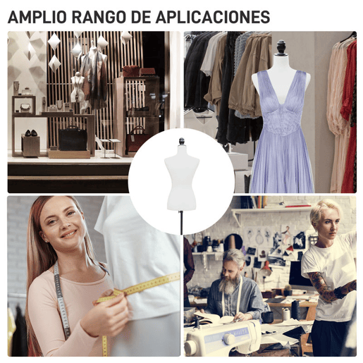 HOMCOM Manequim de Costura Feminino Manequim de Costura Ajustável a 130-168 cm com Tripé de Madeira para Fotografia de Moda Exposição de Roupas Branco